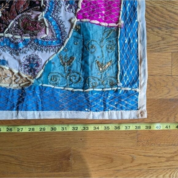 Handmade Bohemian Patchwork Wall Hanging Tapestry Beaded Embroidered Decor‎ - Picture 6 of 13